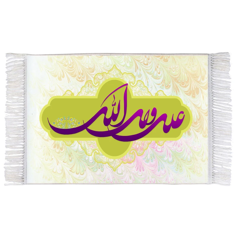 فرش ماشینی دیوارکوب اطلس آبی طرح علی ولی الله مدل T4178