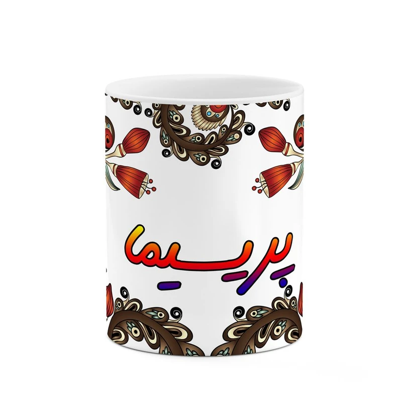 ماگ کاکتی مدل اسم پریسیما طرح سنتی گل و بته کد mgh44428