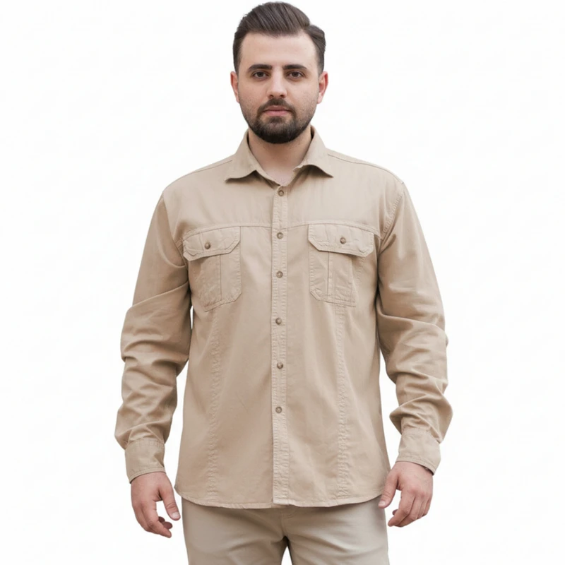 پیراهن آستین بلند یقه برگردان مردانه مدل وارنا کد 05