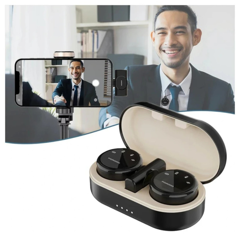میکروفون حرفه‌ای بی‌سیم پرودو مدل PD-WMDMIC-BK New Pack، با درگاه USB Type C و فیلتر برش فرکانس‌های پایین