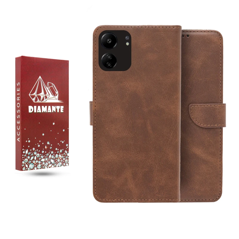 کیف کلاسوری دیامانته مدل چرم مناسب برای گوشی موبایل شیائومی Redmi 13C