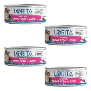 کنسرو غذای گربه لوریتا مدل NATURAL TUNA & RICE وزن  90 گرم مجموعه 4 عددی