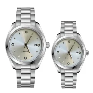 ست ساعت مچی عقربه‌ای کوارتز زنانه و مردانه مدل لوکس بند استیل کد ۱