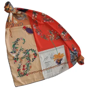 روسری زنانه گوچی مدل ابریشم توییل گلدار فانتزی کد 10