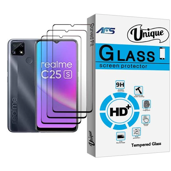 محافظ صفحه نمایش ای اف اس مدل Unique Glass MIX003 مناسب برای گوشی موبایل ریلمی C25s بسته سه عددی