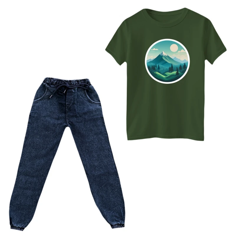 ست تی‌شرت و شلوار پسرانه مدل مینیمال کد 03