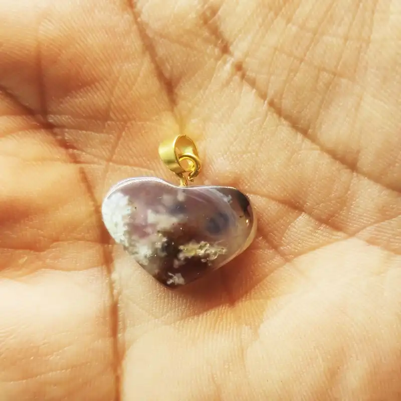 آویز گردنبند زنانه مدل  عقیق شجر طرح قلب کدR09