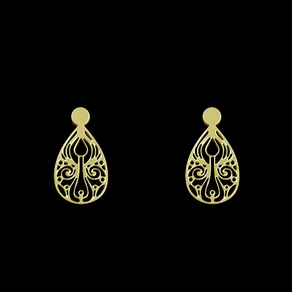 گوشواره طلا 18 عیار زنانه مدوپد مدل هندسی کد GA1-14002 -  - 1