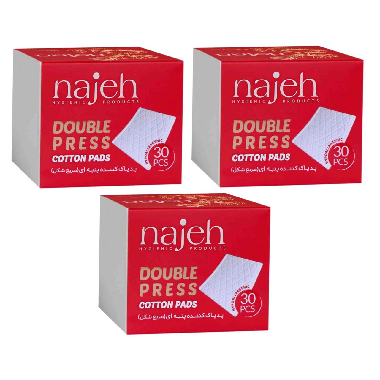 پد پاک کننده آرایش صورت ناژه  مدل double press مجموعه 3 عددی -  - 1