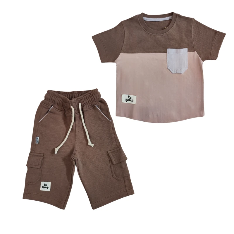 ست تی شرت آستین کوتاه و شلوارک راحتی پسرانه مدل 136730