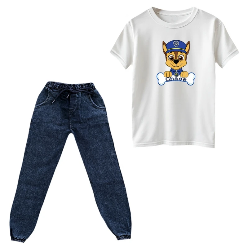 ست تی‌شرت و شلوار پسرانه مدل سگ نگهبان کد 03