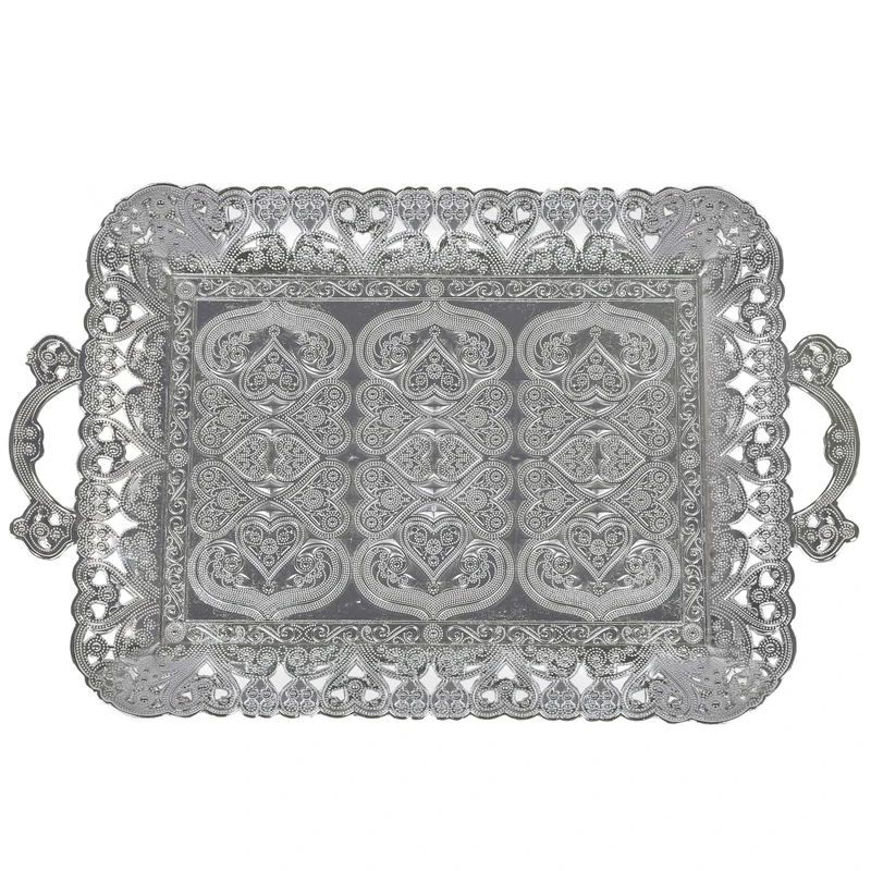 سینی دسته دار مدل نیلوفر مجلسی سایز 25×40 سانتی متر