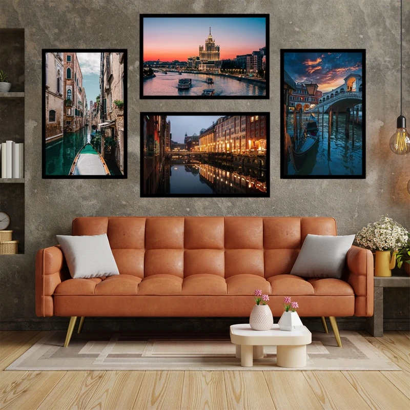 تابلو بکلیت طرح منظره  شهر مدرن مدل B-bu3718  مجموعه 4 عددی