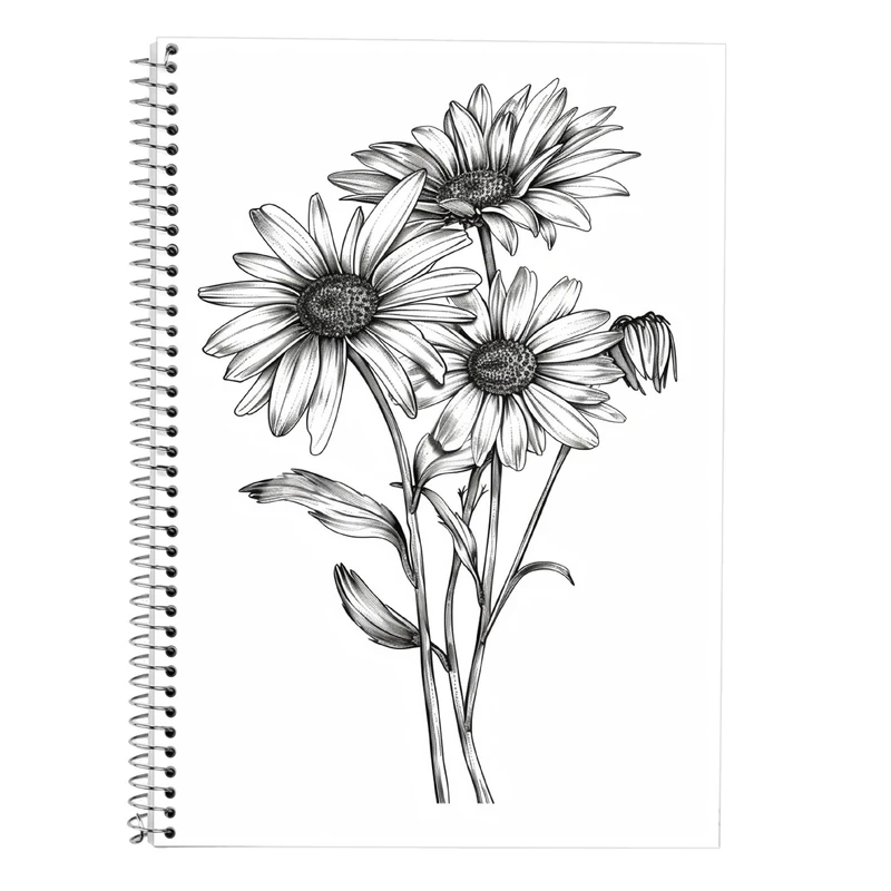 دفتر زبان 50 برگ مدوپد مدل سه خط طرح گل کد DF13944