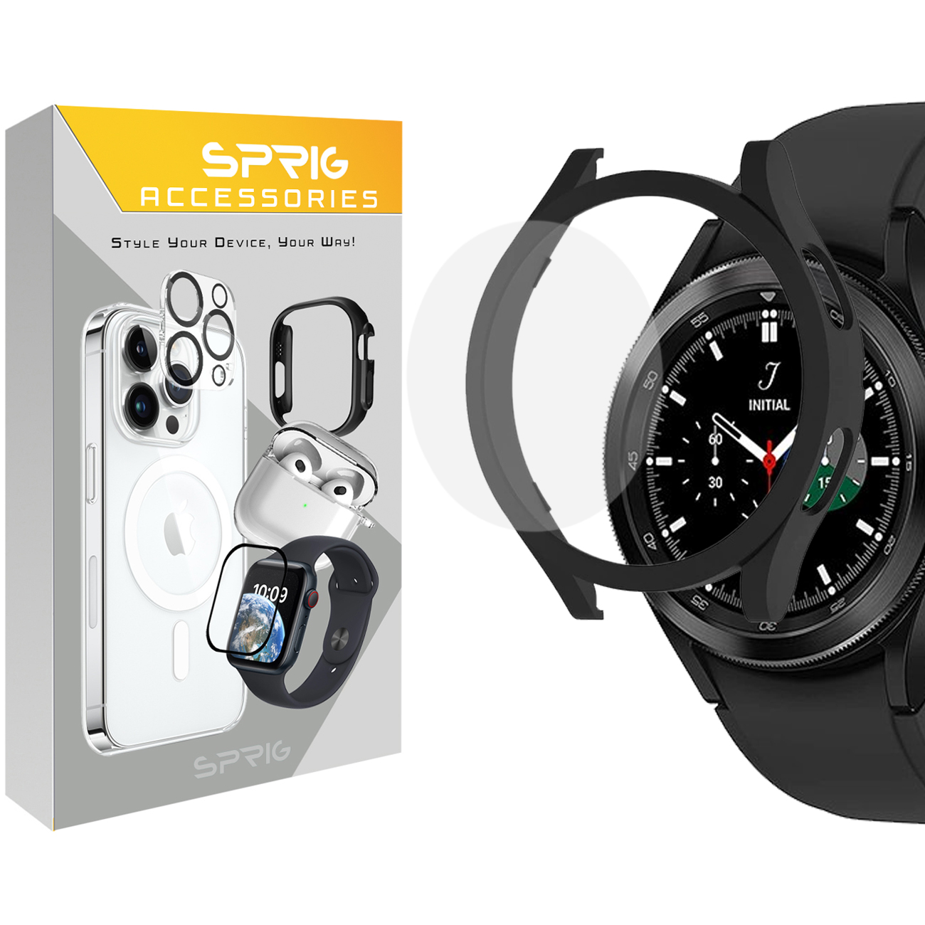 کاور اسپریگ مدل PC Bump مناسب برای ساعت هوشمند سامسونگ Galaxy Watch 4 Classic 46mm به همراه محافظ صفحه نمایش