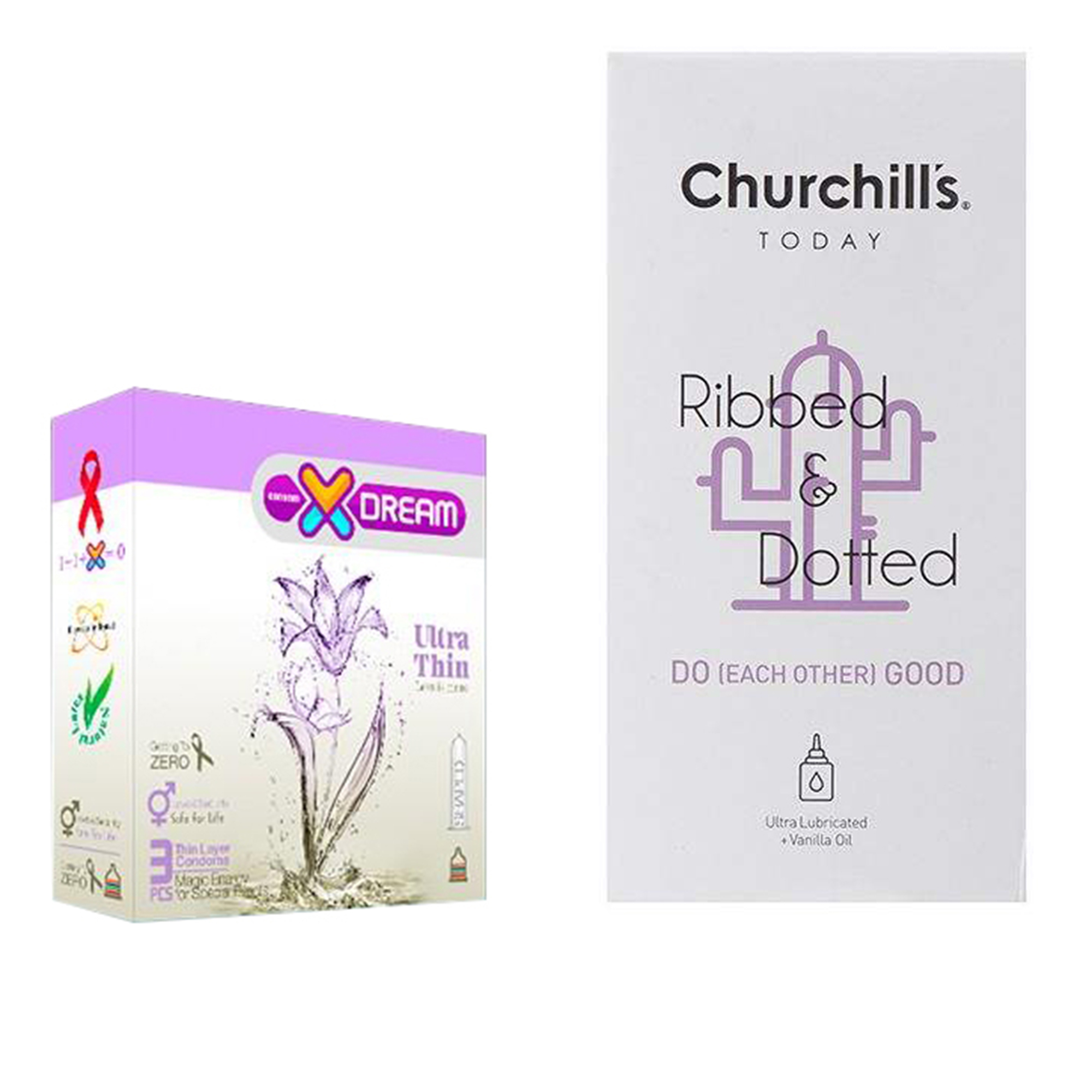 کاندوم چرچیلز مدل Do Each Other Good بسته 12 عددی به همراه کاندوم ایکس دریم مدل Ultra Thin بسته 3 عددی