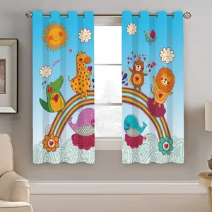 پرده نیروانا طرح رنگین کمان کودک مدل هازان کد 8177 سایز 140×200 سانتی متر