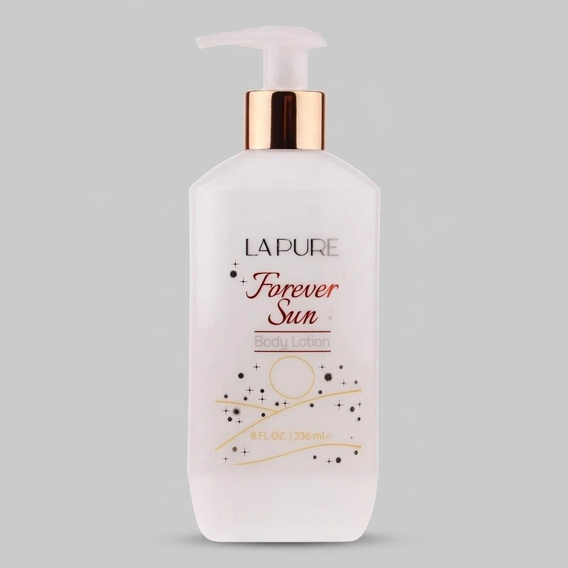 لوسیون بدن کرمی لپیور مدل Forever Sun حجم 236 میلی‌لیتر مناسب بانوان، مرطوب‌کننده و ضد خشکی پوست با ترکیبات گلیسیرین، آلانتوئین و پارافین مایع، جذب سریع و رایحه ماندگار
