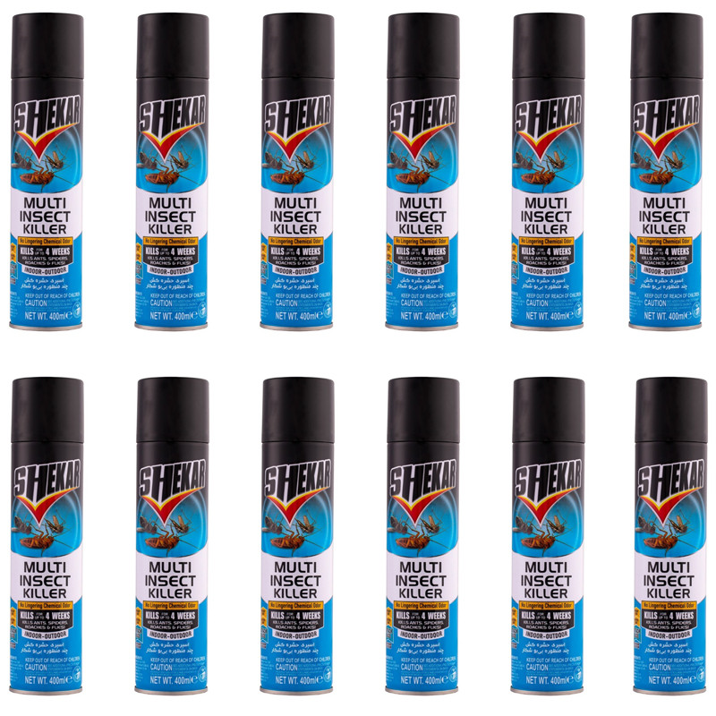 اسپری حشره کش شکار مدل  multi insect killer حجم 400 میلی لیتر مجموعه 12 عددی