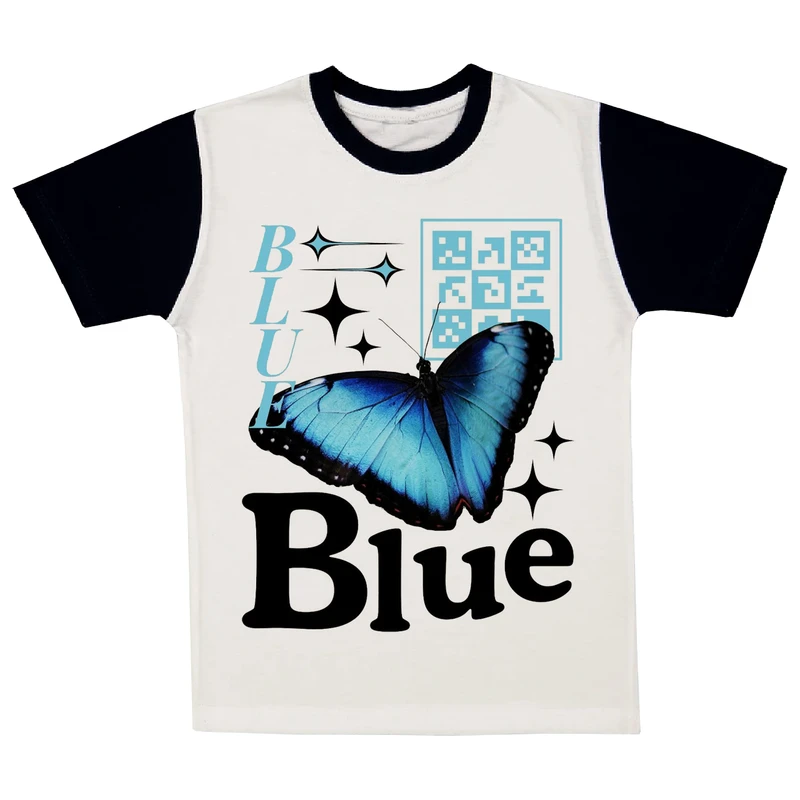 تی شرت آستین کوتاه دخترانه مدل پروانه A28