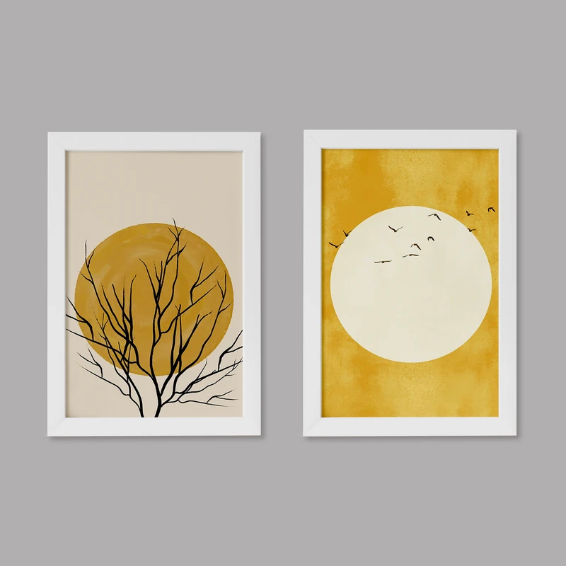 تابلو خندالو مدل دکوراتیو غروب خورشید Sunset کد M18 مجموعه 2 عددی