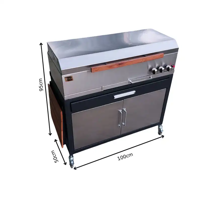 باربیکیو اصلان مدل E100 استیل طرح کابینت و کشو