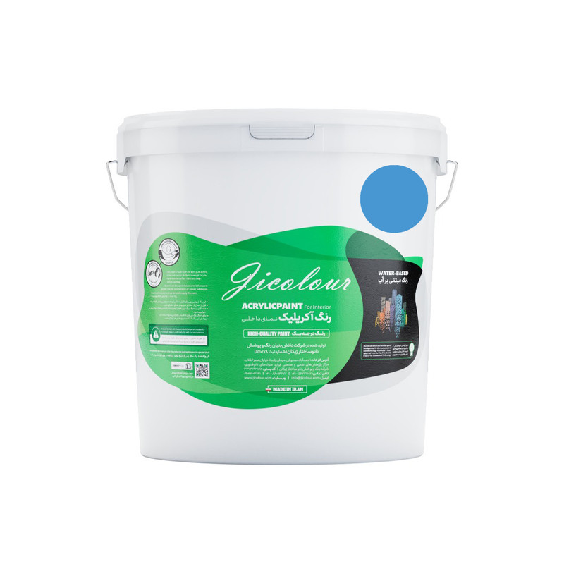 رنگ اکریلیک نمای داخل مات  ژیکالر مدل تورمالین آبی کد L-B004 حجم 500 میلی لیتر