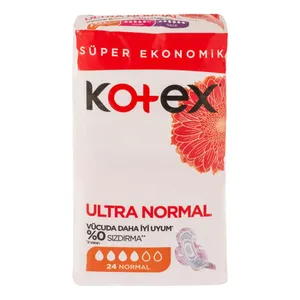 نوار بهداشتی نازک روز و شب کوتکس مدل Ultra Normal سایز مدیوم بسته 24 عددی 