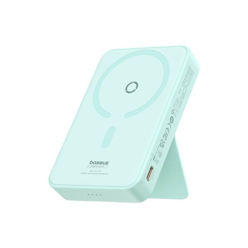 پاوربانک بی‌سیم 20 وات بیسوس مدل MagPro Magnetic Bracket 20w با ظرفیت 5000 میلی آمپر ساعت به همراه کابل USB-C به USB-C