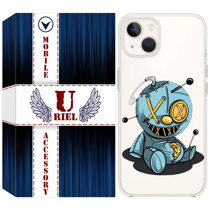 کاور ژله ای یوریل قاب مدل Clear کد 68 طرح عروسک مناسب برای گوشی موبایل اپل iPhone 13