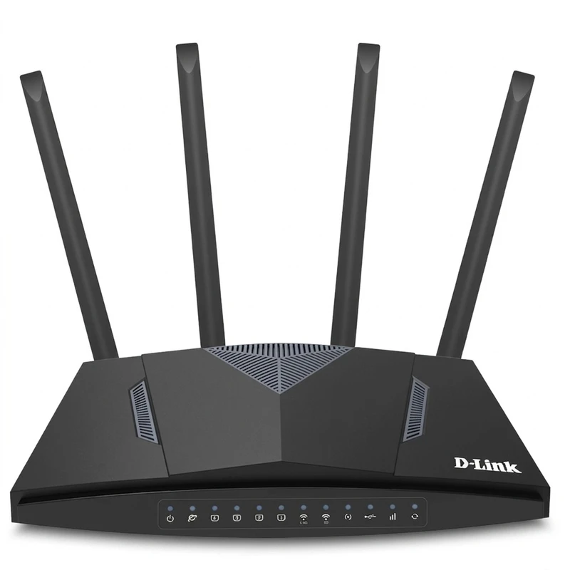 روتر بی سیم 4g خانگی دی-لینک مدل dwr-m960 4g ac1200 با پشتیبانی از 32 کاربر، چهار درگاه lan گیگابیت، پورت usb 2.0، اتصال wan و سیم کارت، آنتن خارجی چهارگانه و کلیدهای wps، reset و روشن-خاموش