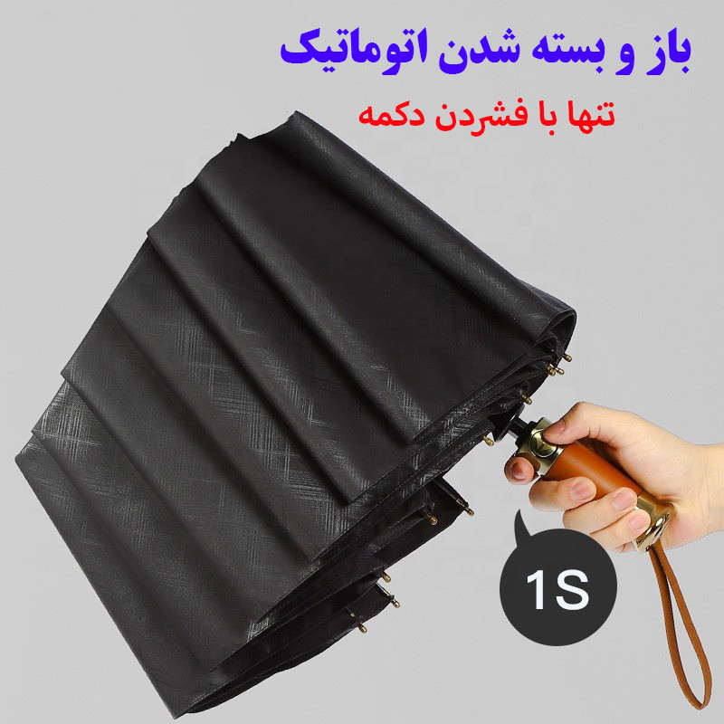 چتر 10 پره گلد ایر مدل Metal-Wood کد MUSAN قطر 116 سانتی‌متر