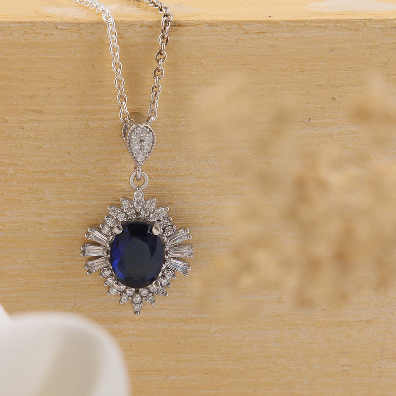 نیم ست نقره زنانه بازرگانی میلادی مدل سنگ کوارتز نگین برلیان بدون ریزش آبکاری رادیوم کد NTR_489