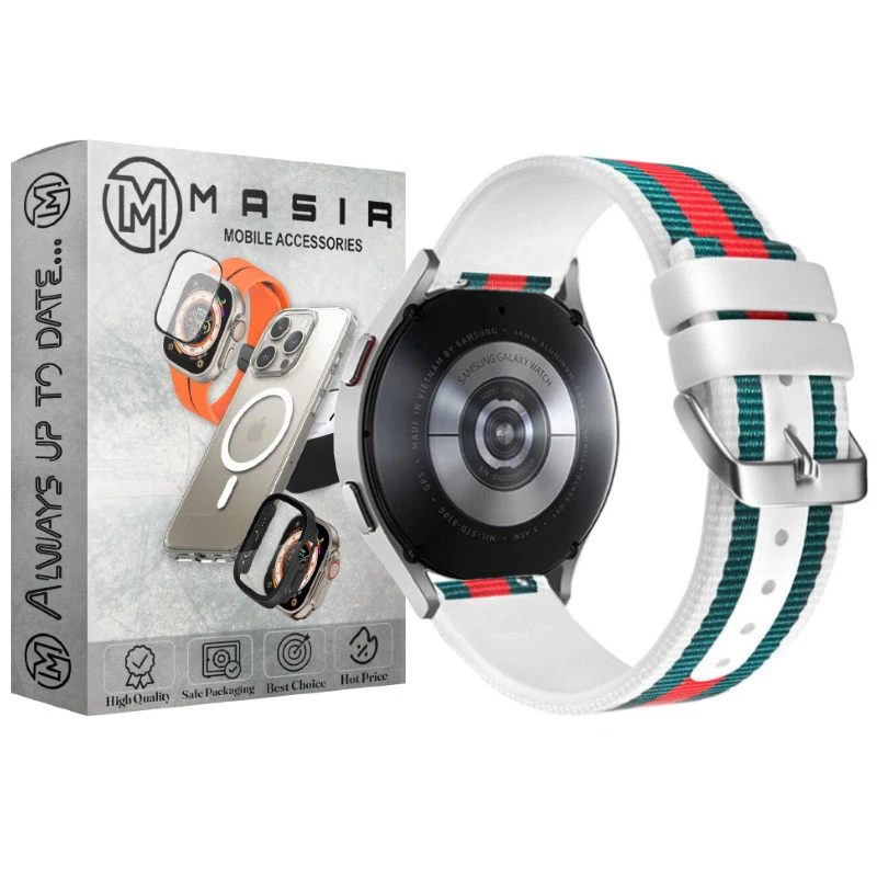 بند مسیر مدل Leather Nylon Strap مناسب برای ساعت هوشمند سامسونگ 22 میلی متری Galaxy Watch Gear S2 Classic / Gear S3 / Gear Sport