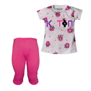 ست تی شرت آستین کوتاه و شلوارک دخترانه مدل 108