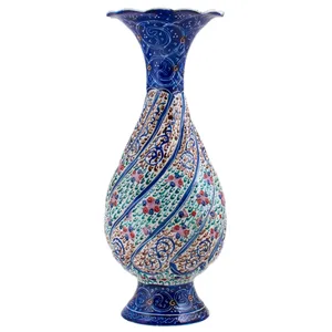 گلدان میناکاری مسی رستا طرح صراحی 70-12-102 ارتفاع 16 سانتی متر