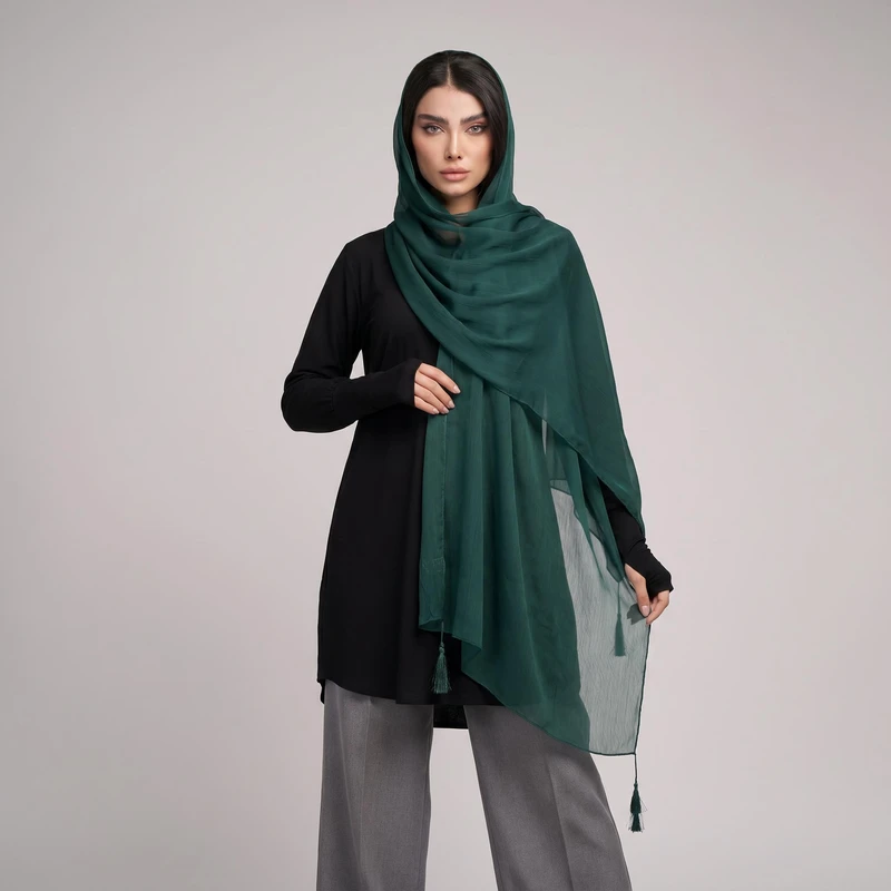 شال زنانه مدل حریر کریشه ساده کد ana-2269