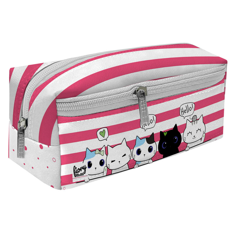 جامدادی مستر راد مدل سه زیپ طرح گربه های ملوس کد fiory 2487