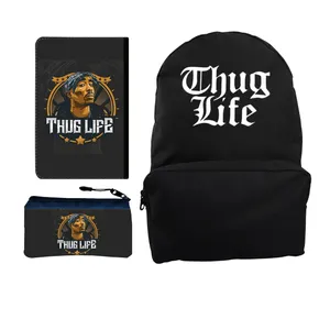 کوله پشتی مدل THUG LIFE کد KP-8520 به همراه کلاسور و جامدادی
