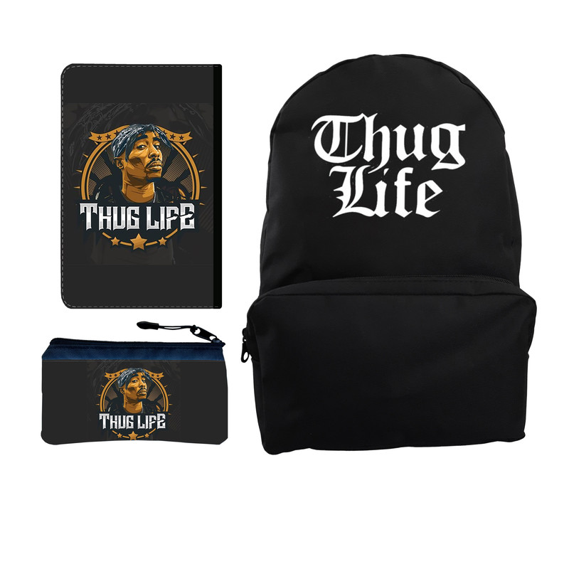 کوله پشتی مدل THUG LIFE کد KP-8520 به همراه کلاسور و جامدادی