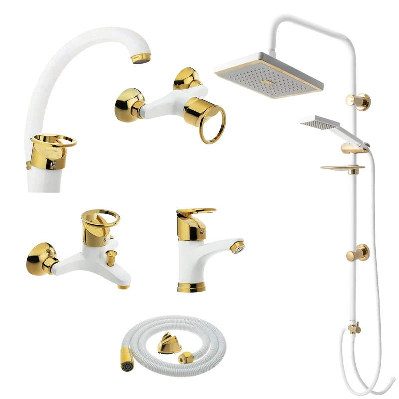 ست شیرآلات شیرآلات بهداشتی و ساختمانی توفیق مدل تنسو النگویی مجموعه 6 عددی