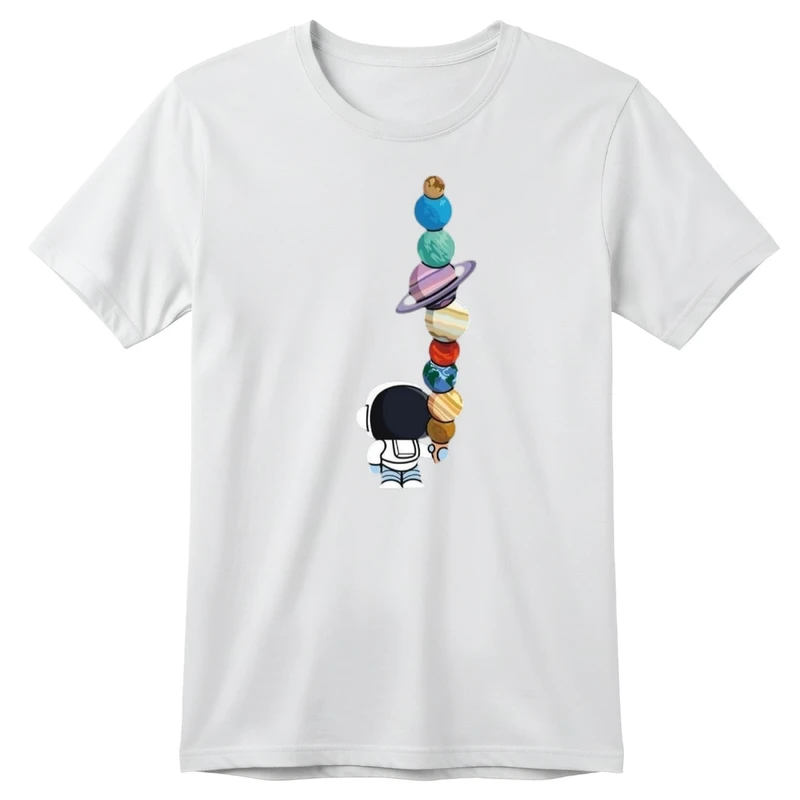 تی‌شرت آستین کوتاه بچگانه مدل فضانور و بستنی و سیاره ها کد p1 