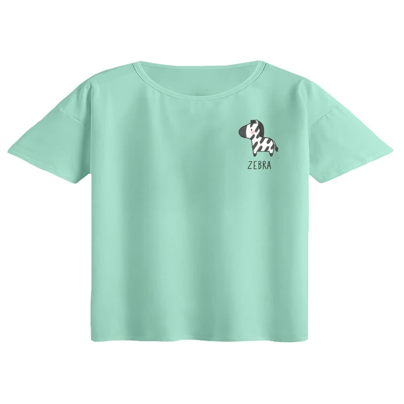 کراپ تی‌شرت آستین کوتاه زنانه مدل گورخر کد ۷