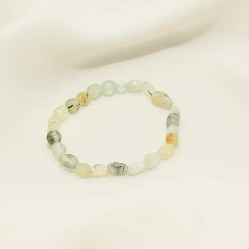 دستبند زنانه دلنار گالری مدل تامبل سنگ زبرجد