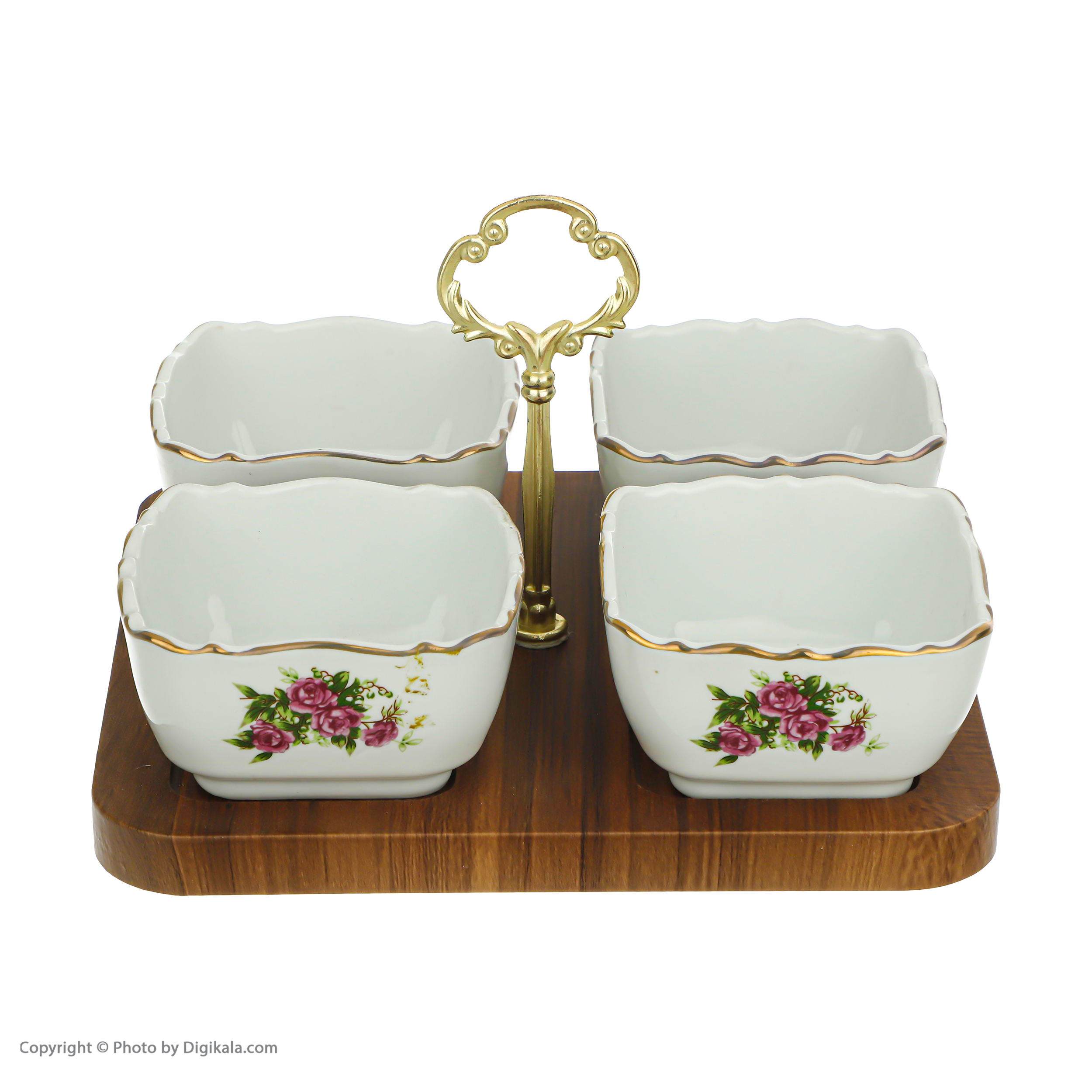 اردو خوری لمونژ طرح گل سرخی لب طلا