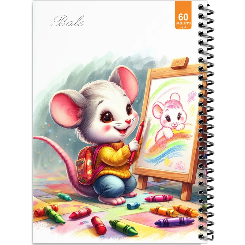 دفتر نقاشی 60 برگ انتشارات بله طرح فانتزی موش هنرمند کد A4-O155