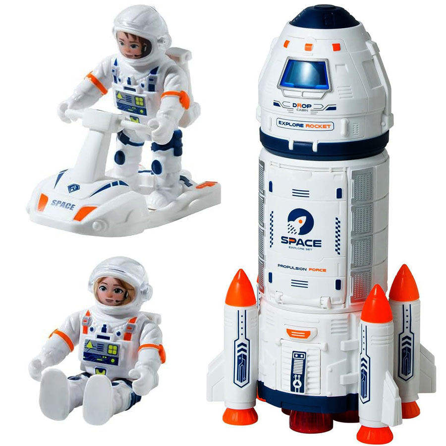 اسباب بازی مدل موشک فضاپیما طرح فضانوردان با اسکوتر کد H201A مجموعه 3 عددی