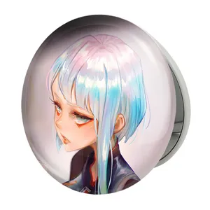 آینه جیبی خندالو طرح لوسی انیمه سایبرپانک مدل تاشو کد 23983 