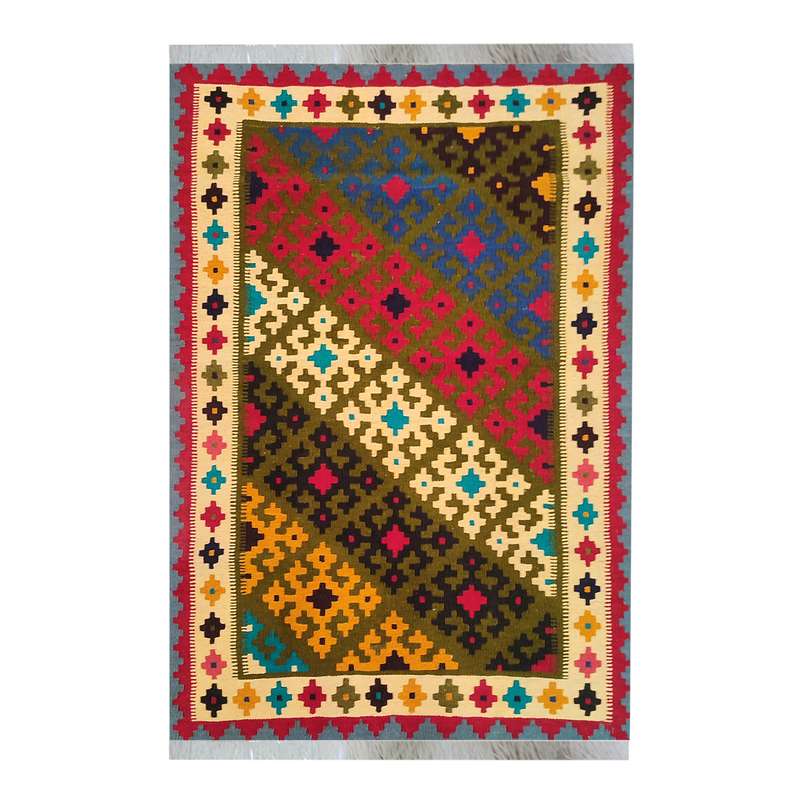 گلیم دستباف یک و نیم متری طرح مدرن مدل AA