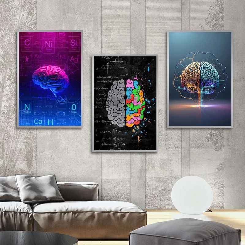 تابلو بکلیت طرح نئونی مغز مدل شاین اکلیلی کد SI-2825 مجموعه 3 عددی